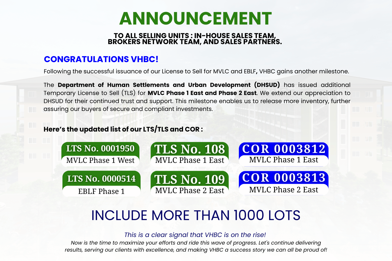 Major announcement from DHSUD 2